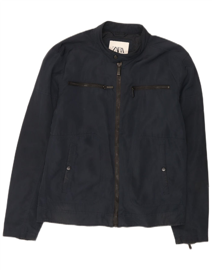 Zara Herren Utility Jacke UK 38 Medium Marineblau Polyester
