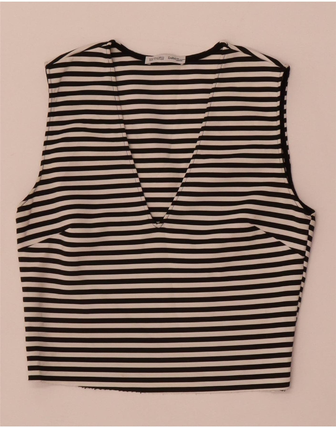 Ärmelloses Crop-Top für Damen von Zara, Größe S, Gr. 8, Schwarz, gestreift
