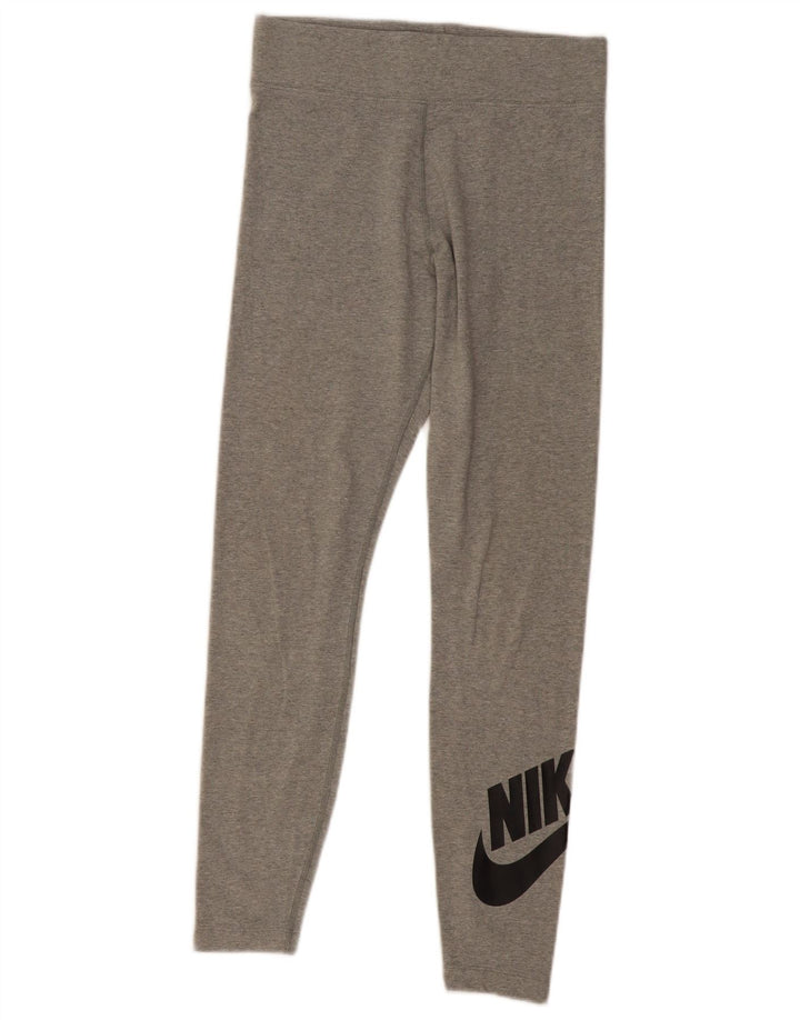 Nike Damen Leggings UK 12 Mittelgraue Baumwolle