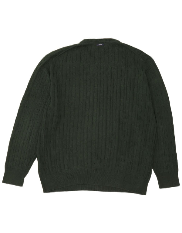 Nautica Herren-Pullover mit Rundhalsausschnitt, XL, grüne Baumwolle