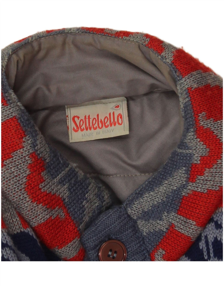 Settebello Herren-Strickjacke, groß, blaue geometrische Wolle