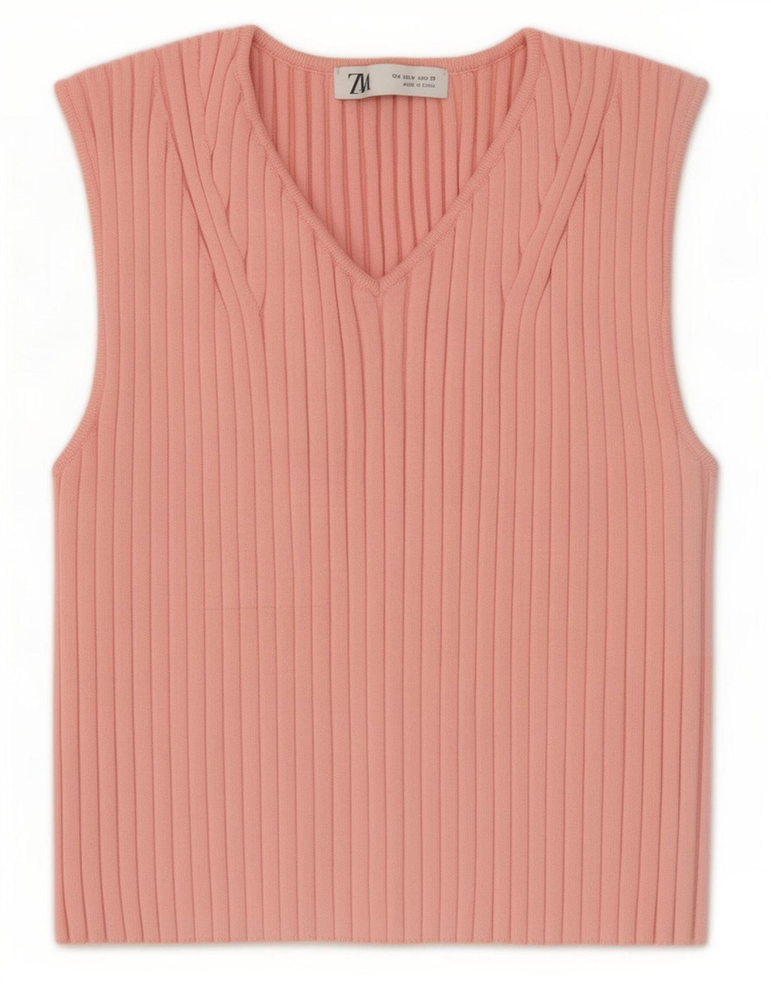Zara Damen Crop Vest Top UK 12 Mittelrosa Polyester