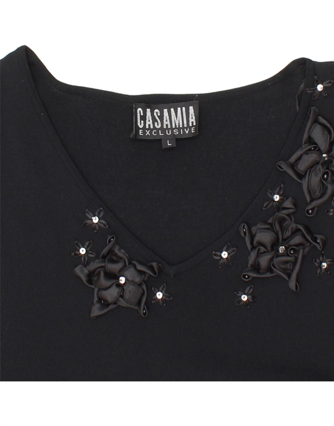 VINTAGE Womens Blouse Top UK 16 Large Black Viscose Vintage Vintage and Second-Hand Vintage from Messina Hembry 