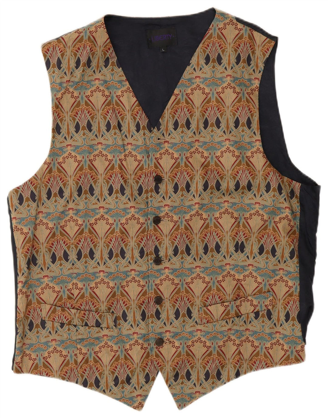 Liberty Herrenweste, groß, beige, geblümte Baumwolle