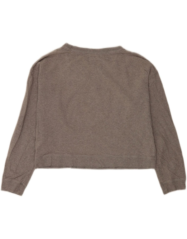 Jack Wills Damen Graphic Crop Sweatshirt Pullover UK 12 Mittelgraue Baumwolle
