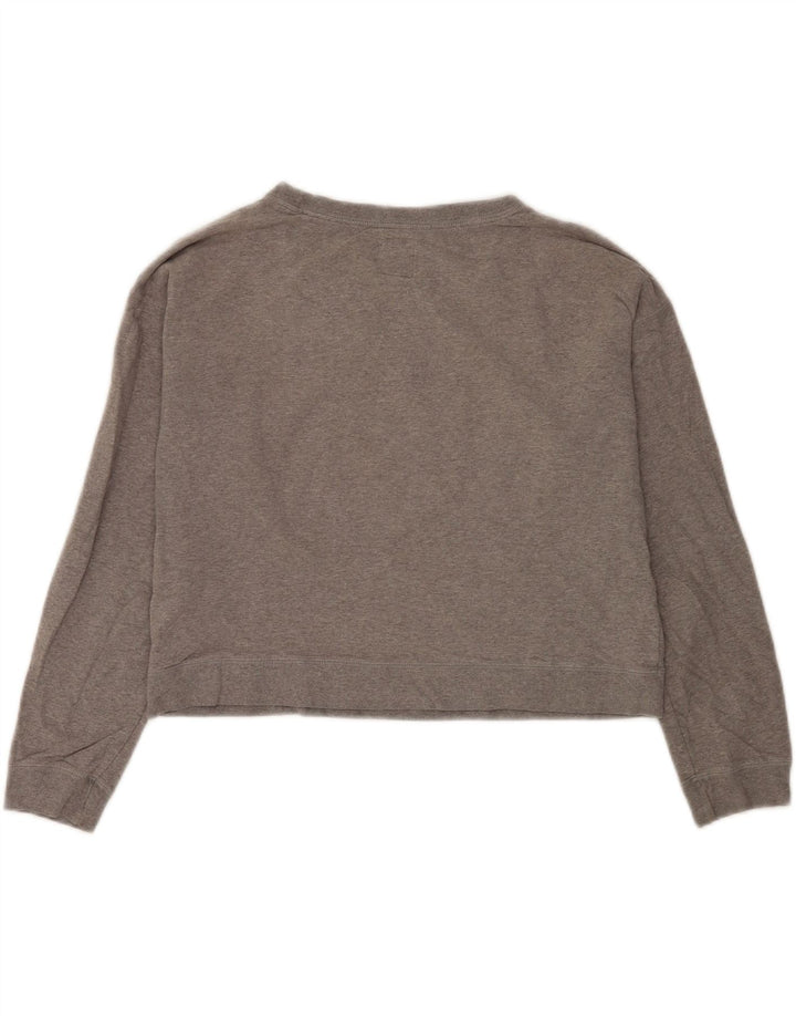 Jack Wills Damen Graphic Crop Sweatshirt Pullover UK 12 Mittelgraue Baumwolle
