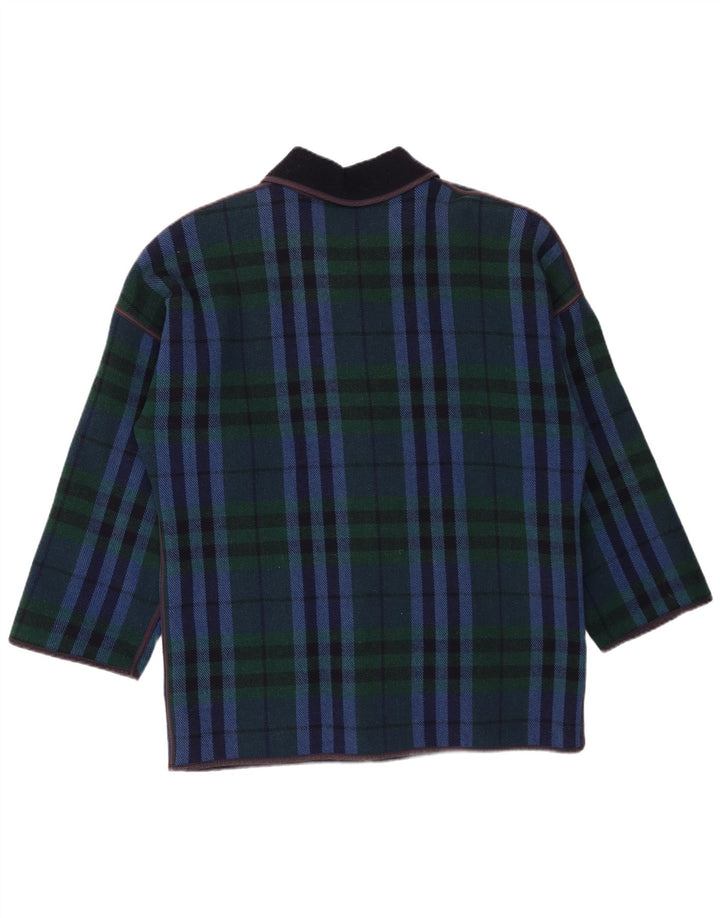 Vintage Damen Mantel IT 48 XL Marineblau karierte Wolle