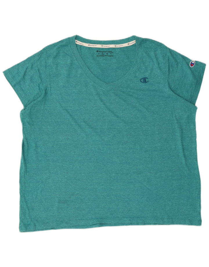 CHAMPION Womens T-Shirt Top UK 18 XL Turquoise Polyester