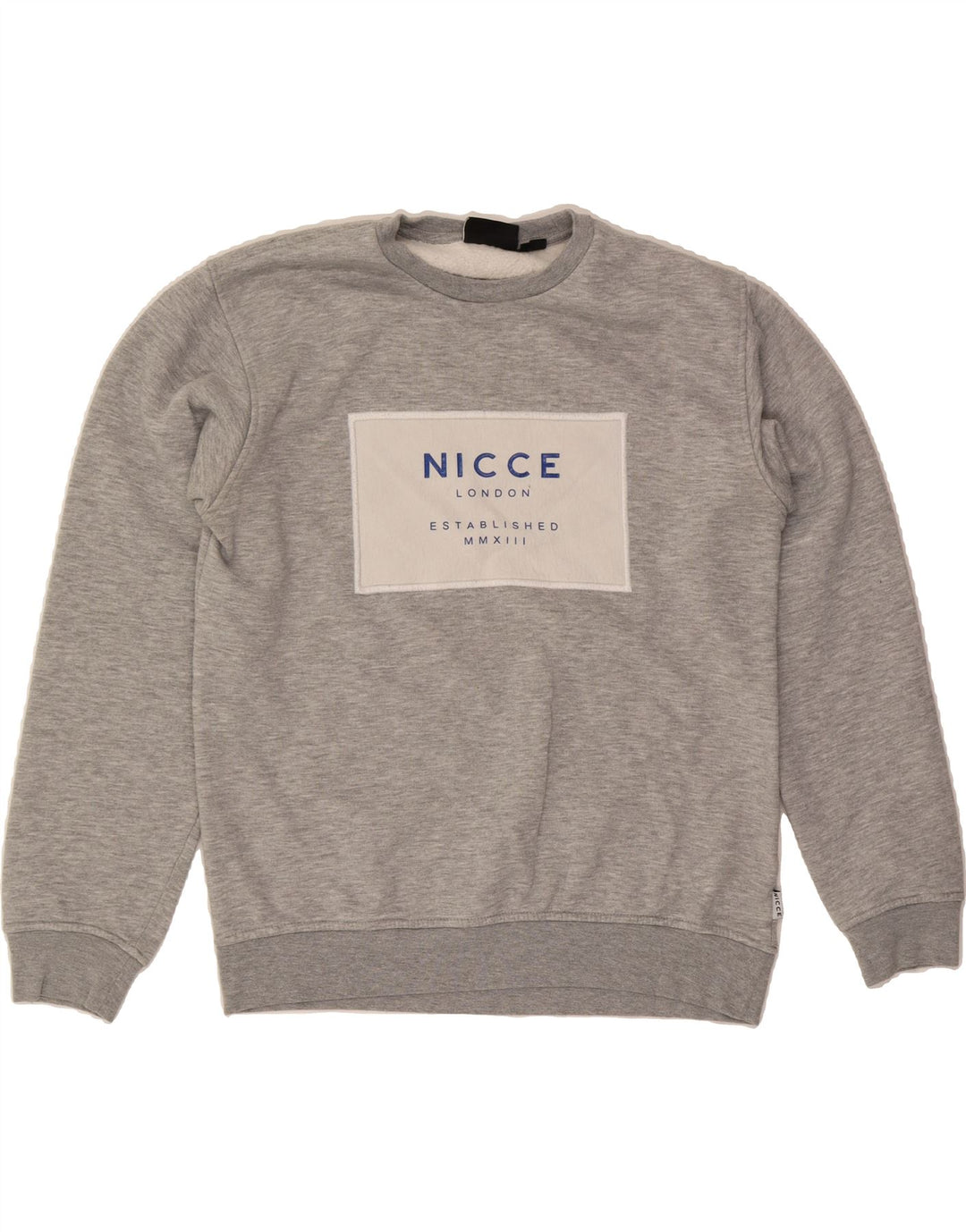 NICCE Mens Graphic Sweatshirt Jumper Medium Grey Cotton Vintage Nicce and Second-Hand Nicce from Messina Hembry 