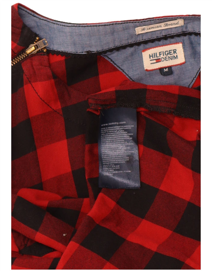 TOMMY HILFIGER Womens 3/4 Sleeve Blouse Top UK 14 Medium Red Check Cotton