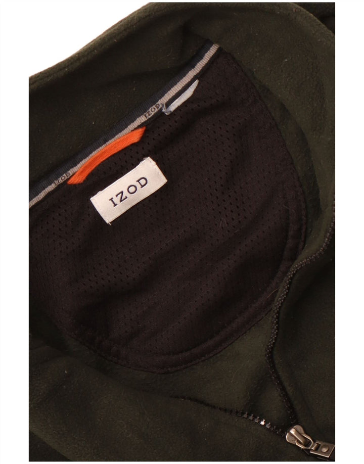 IZOD Herren-Fleecepullover mit Reißverschluss am Hals, groß, Khaki, Farbblock