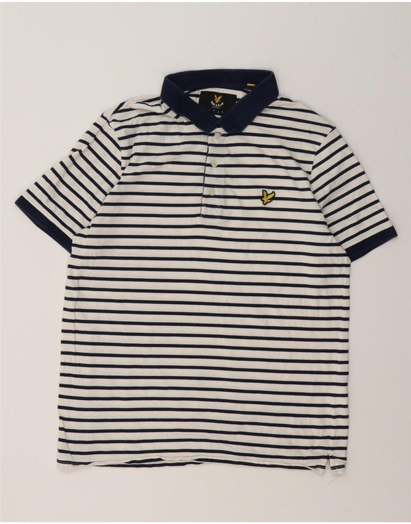Lyle & Scott Herren-Poloshirt, groß, weiß gestreift, Baumwolle
