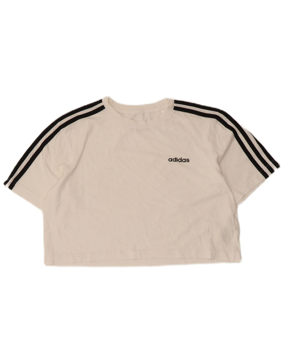ADIDAS Damen Crop Oversized T-Shirt Top UK 4/6 XS Weiße Baumwolle