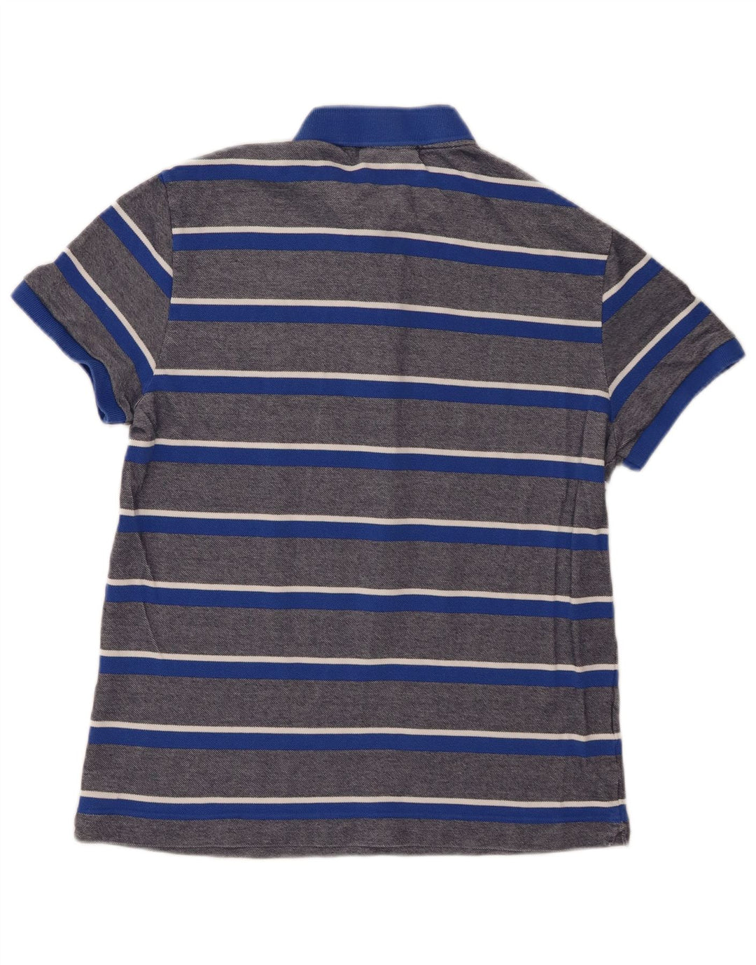 Lacoste Herren-Poloshirt mit normaler Passform, Größe 4, mittelblau, gestreift, Baumwolle
