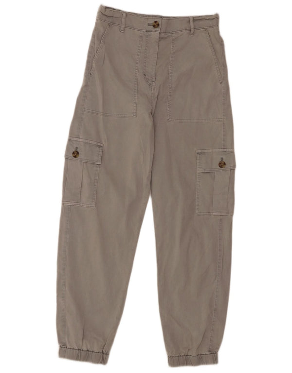 Marks & Spencer Damen-Cargohose mit hoher Taille, UK 8, Größe S, W26, L25, Grau