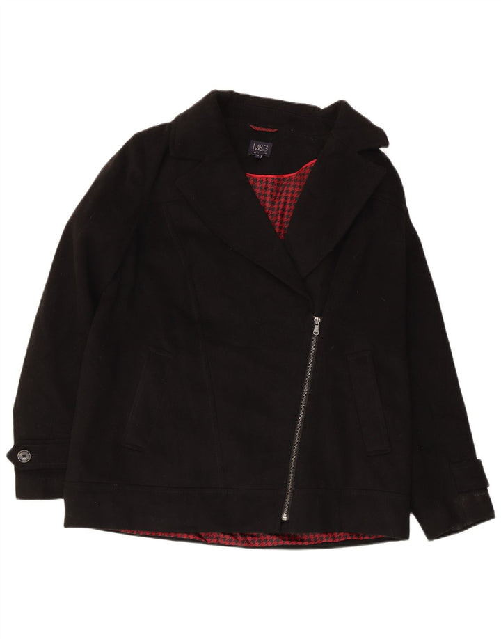 Marks & Spencer Damen Pea Coat UK 14 Large Schwarz