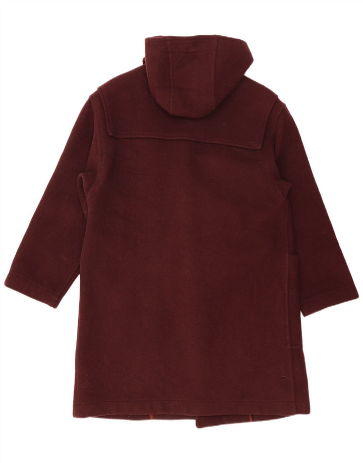 Merlet Herren-Dufflecoat mit Kapuze, EU 46, kleine burgunderrote Schurwolle