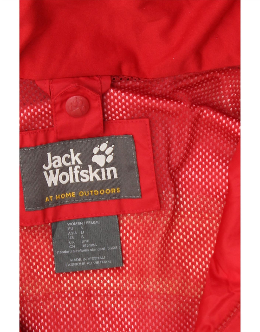 JACK WOLFSKIN Damen Regenjacke mit Kapuze UK 8/10 Small Rot Polyamid