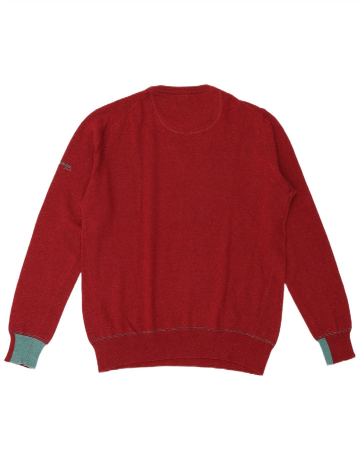 Harmont & Blaine Herren-Pullover mit Rundhalsausschnitt, groß, rote Wolle in Blockfarben