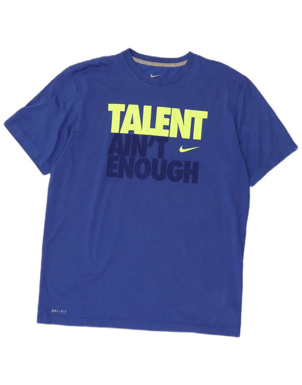 Nike Herren-T-Shirt mit Dri-Fit-Grafik, Größe L, aus blauer Baumwolle
