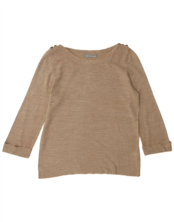 Marks & Spencer Damen-Pullover mit U-Boot-Ausschnitt, Gr. 12, Mittelbeige