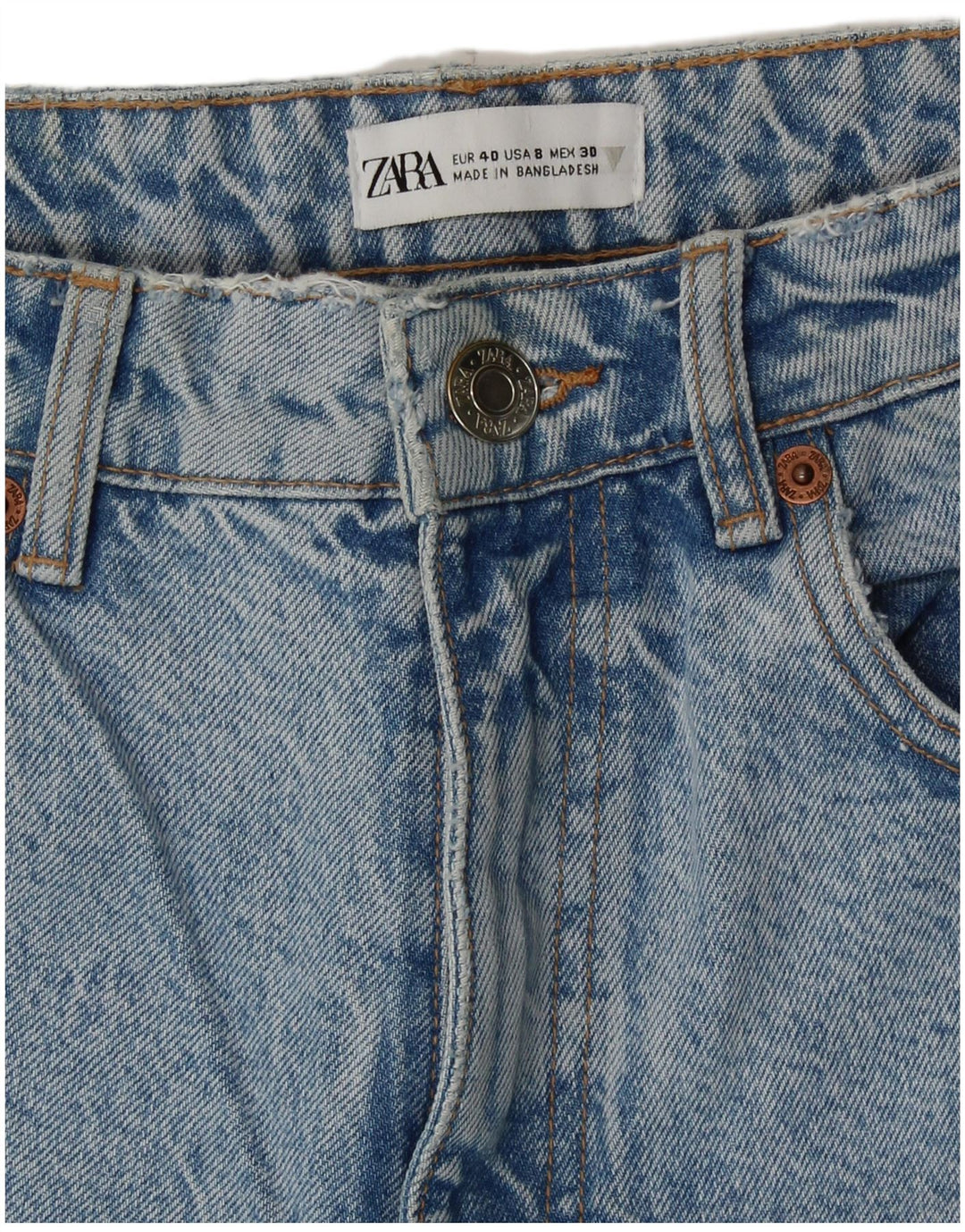 Zara Damen-Jeans mit hoher Taille, EU 40, mittelgroß, W30, L27, blaue Baumwolle
