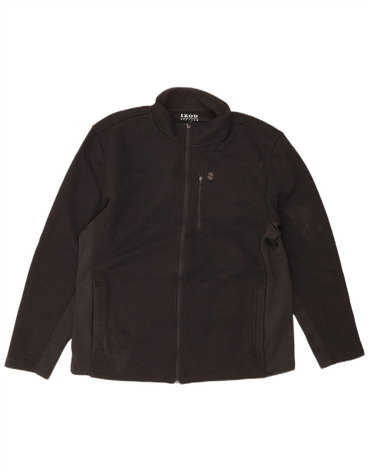 IZOD Herren-Trainingsanzug-Oberteil, Jacke, groß, aus schwarzem Polyester