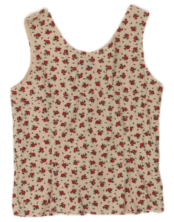 Rifle Crop Damen-Hemdbluse, ärmellos, Gr. 44, groß, gebrochenes Weiß mit Blumenmuster