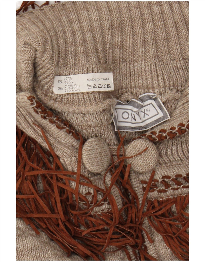 ONYX Damen Poncho-Pullover, Einheitsgröße, Beige, Wolle