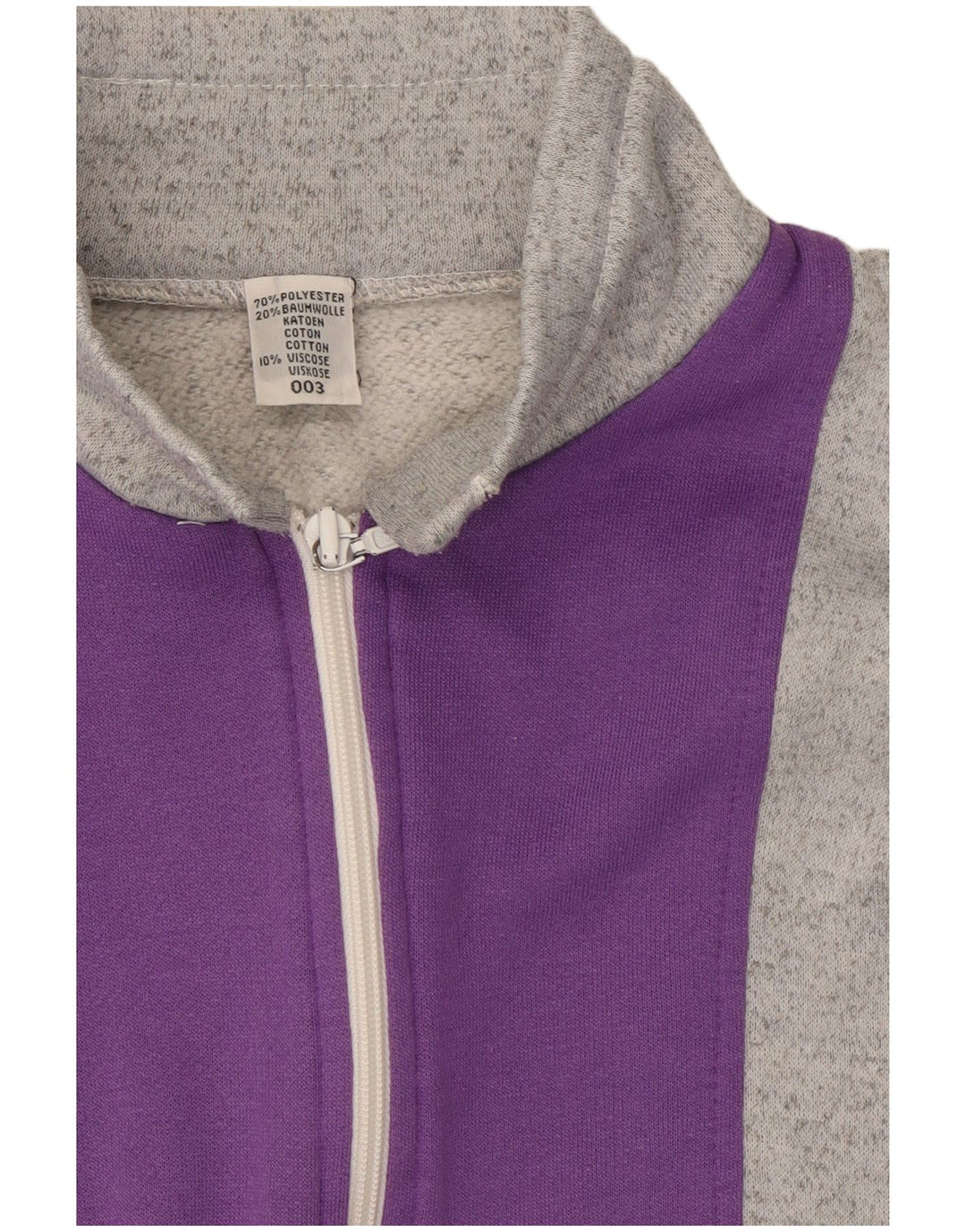 Vintage Damen Trainingsanzug Top Jacke UK 12 Mittelgraues Colourblock-Polyester