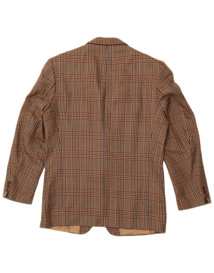 VINTAGE Mens 2 Button Blazer Jacket UK 38 Medium Brown Houndstooth