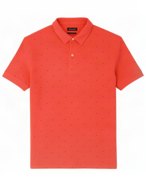 Massimo Dutti Mens Abstract Pattern Polo Shirt XL Red