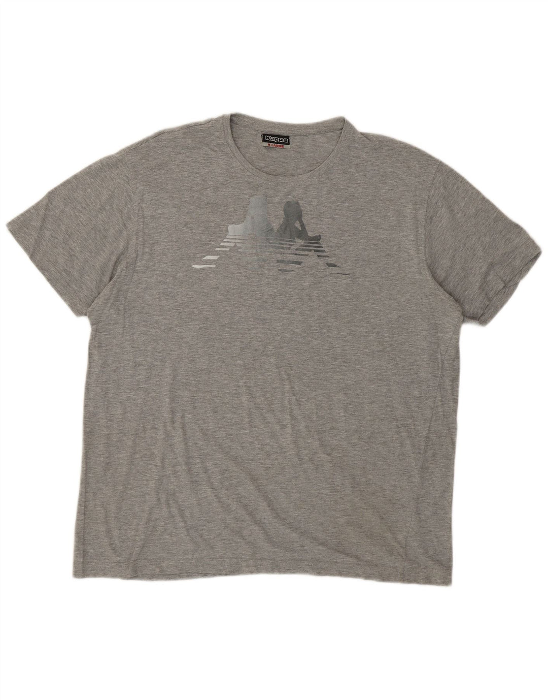 KAPPA Damen Grafik T-Shirt Top UK 18 XL Grau Baumwolle