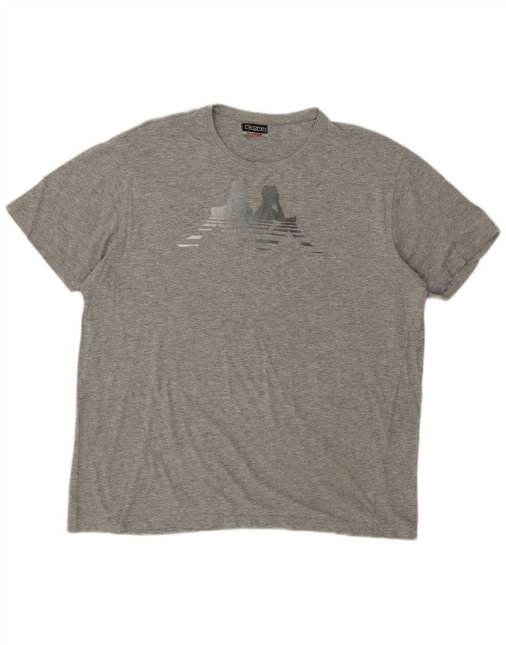 KAPPA Damen Grafik T-Shirt Top UK 18 XL Grau Baumwolle