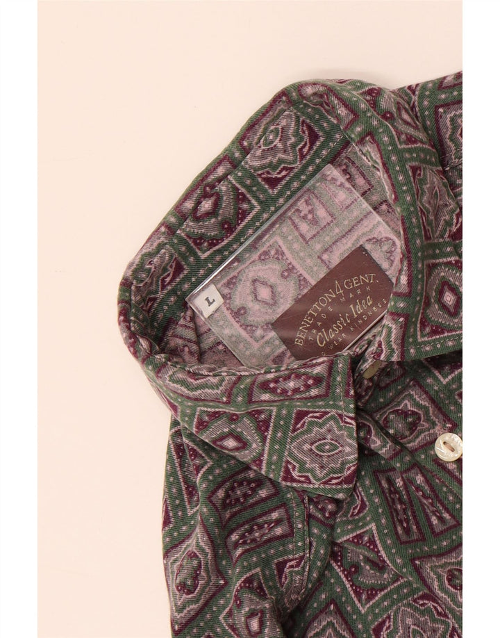 Benetton Herrenhemd, groß, mehrfarbig, geometrisch