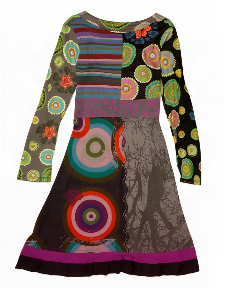 Desigual Damen-Kleid mit abstraktem Muster, A-Linie, Gr. 12, mittelmehrfarbig