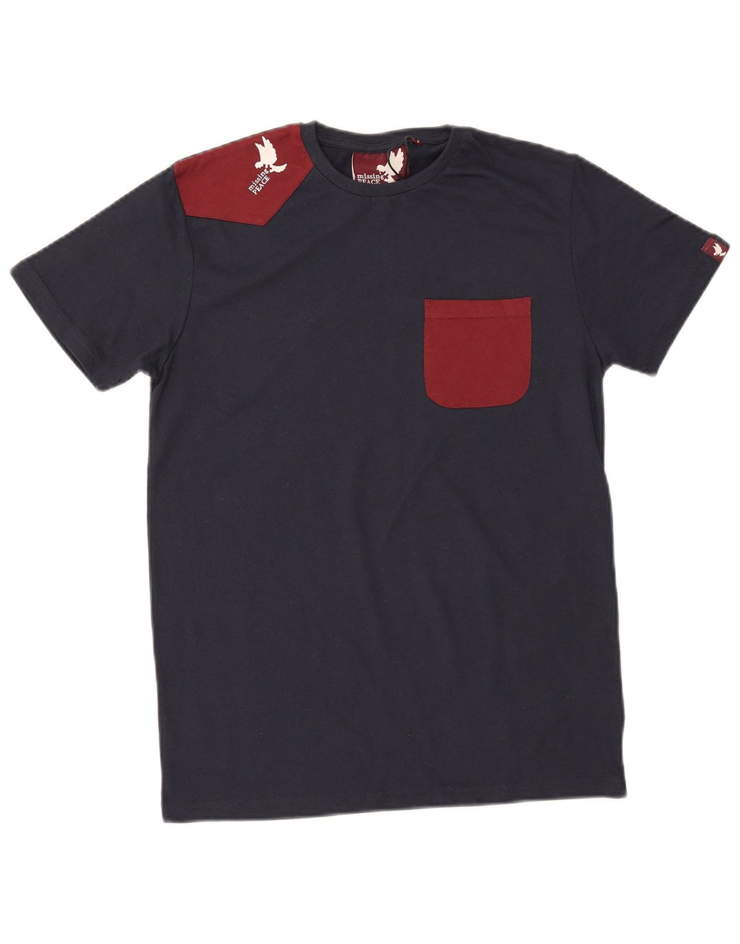 MISSING PEACE Herren-T-Shirt mit Grafik, Größe S, marineblau, Colourblock-Baumwolle