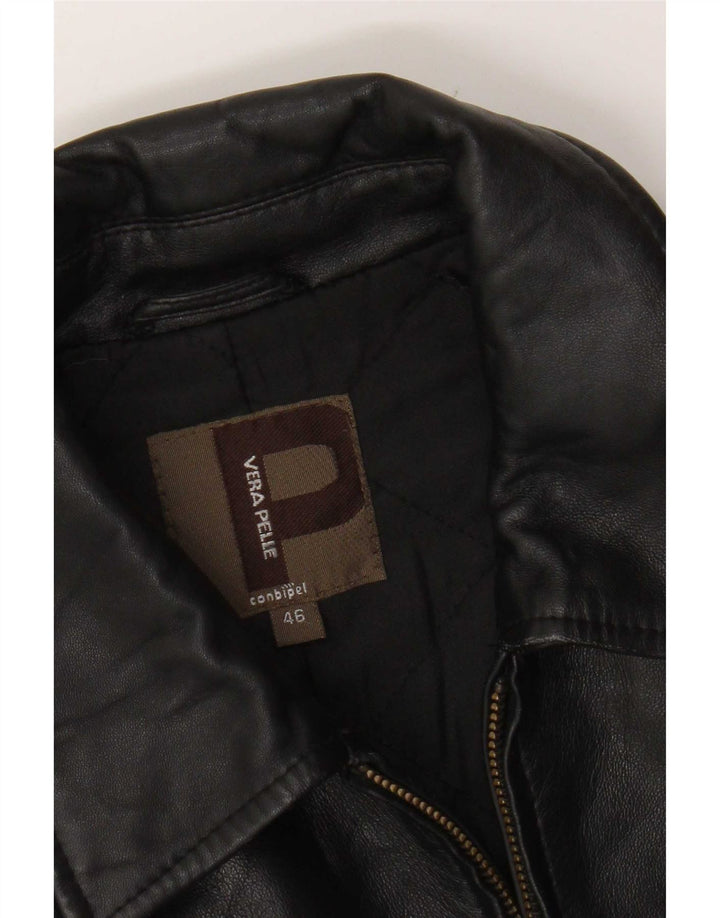 Conbipel Damen Lederjacke IT 46 Großes schwarzes Leder