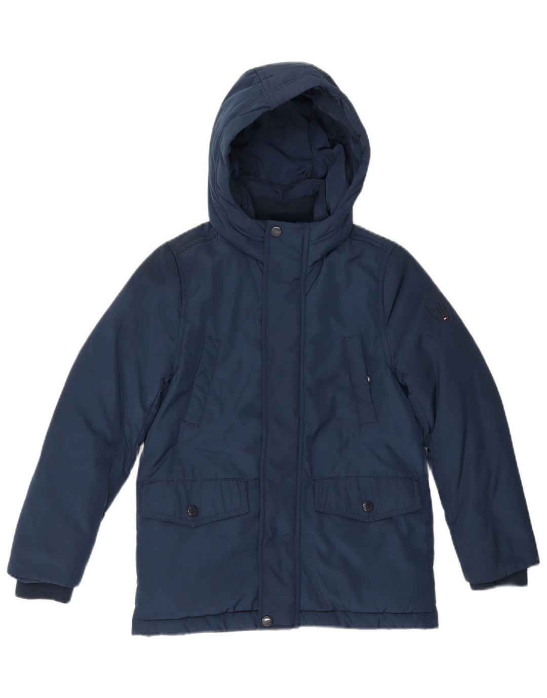 Tommy Hilfiger wattierte Jungenjacke mit Kapuze, 9–10 Jahre, marineblaues Polyester