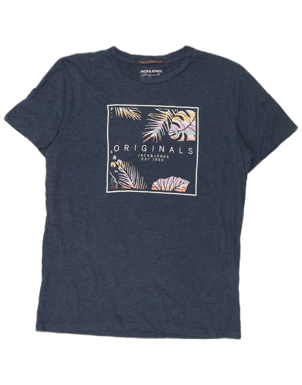 Jack & Jones Herren-T-Shirt mit Grafik, groß, marineblau, Baumwolle