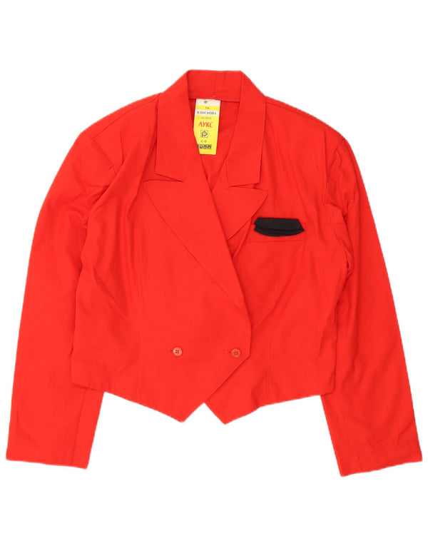 Vintage Damen Zweireihige Blazerjacke UK 16 Groß Rot