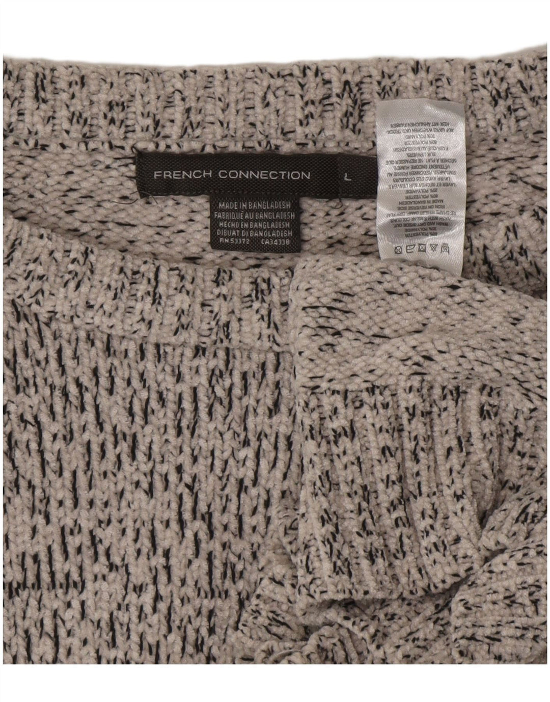 FRENCH CONNECTION Herren-Pullover mit U-Boot-Ausschnitt, groß, grau, Polyester