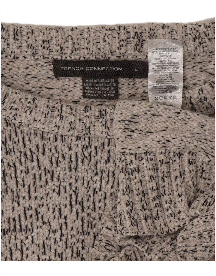 FRENCH CONNECTION Herren-Pullover mit U-Boot-Ausschnitt, groß, grau, Polyester