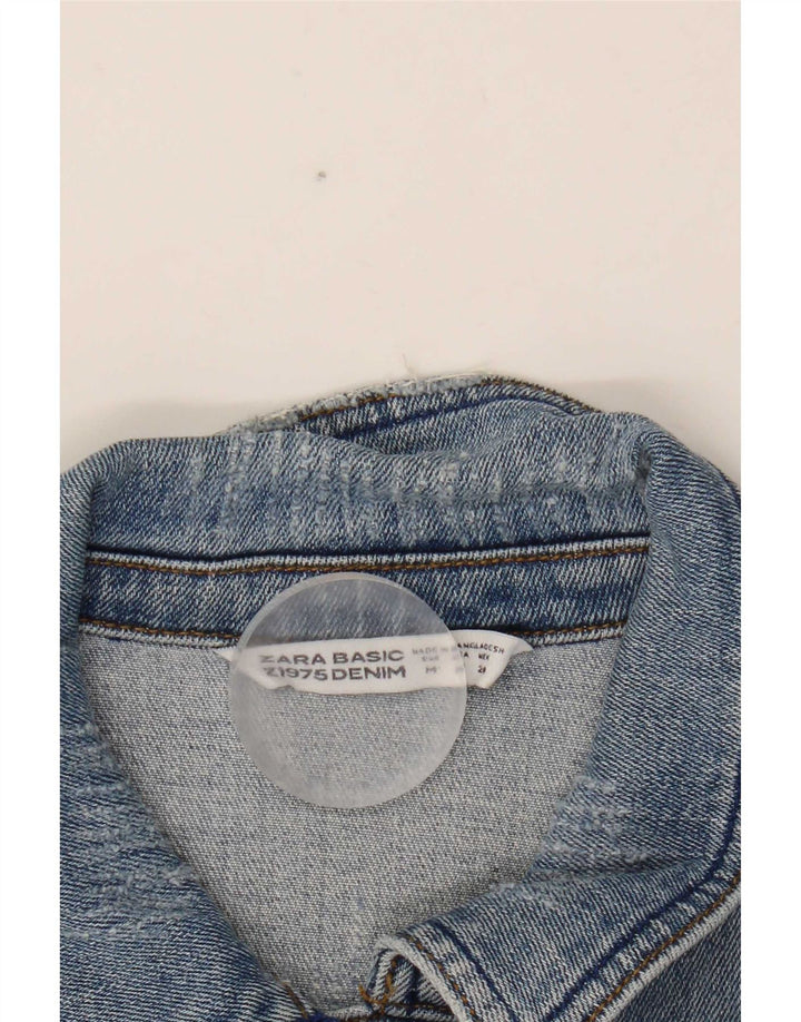Zara Damen Crop Jeansjacke UK 12 Mittelblaue Baumwolle