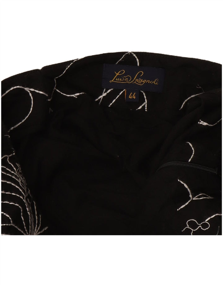 Luisa Spagnoli Damen A-Linienrock IT 44 Medium W28 Schwarz geblümt