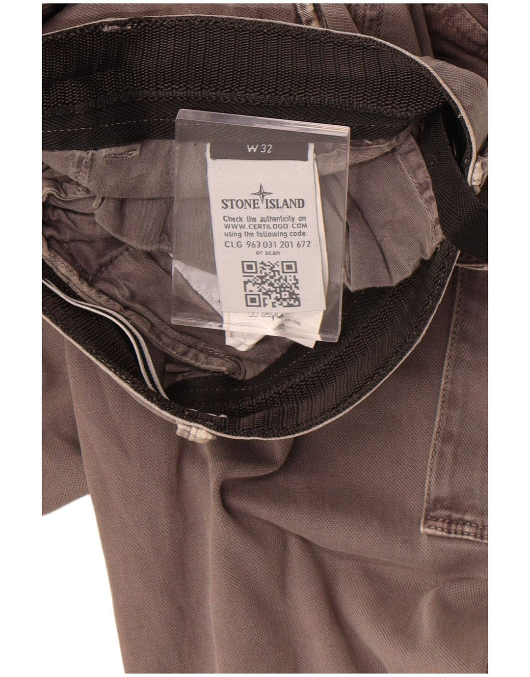 Gerade Herren-Cargohose von Stone Island, W32, L34, graue Baumwolle