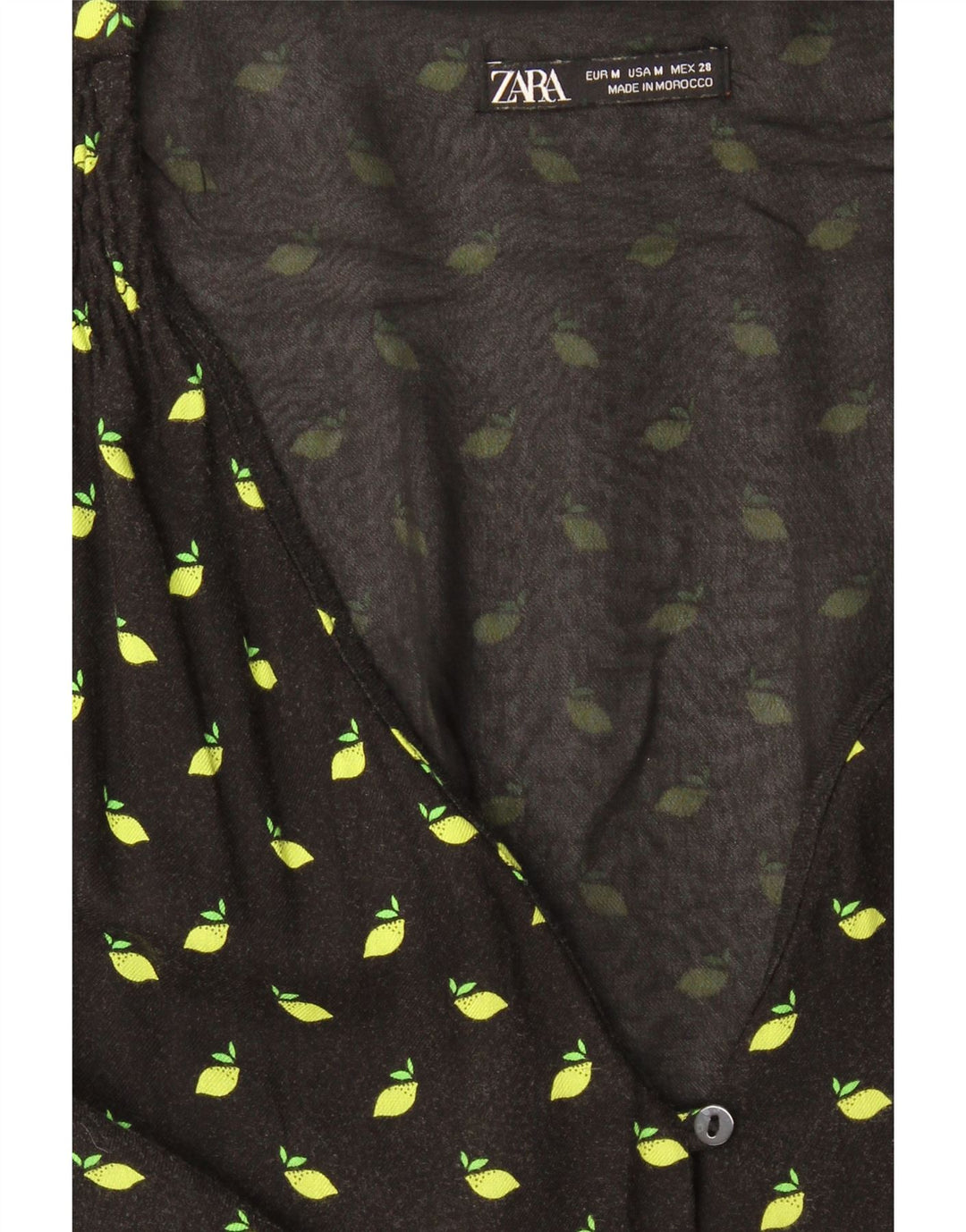 Zara Damen A-Linien-Kleid UK 12 Medium Schwarz gefleckt