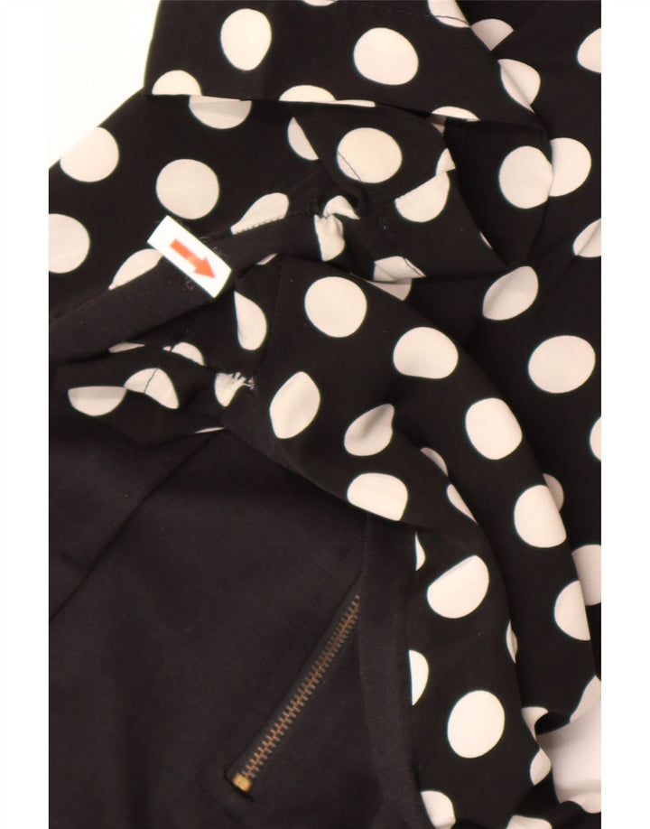 Zara Damen Etuikleid UK 12 Mittelschwarz gepunktetes Polyester