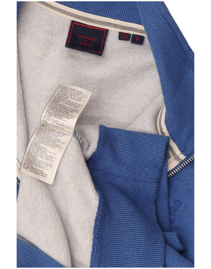 Superdry Herren-Sweatshirt mit Reißverschluss am Kragen, Größe S, Blau, Baumwolle