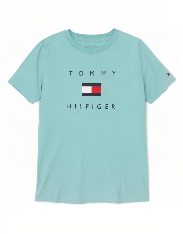 Tommy Hilfiger Jungen-T-Shirt mit Grafik, 8–9 Jahre, mittelblaue Baumwolle